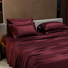 1 Flat Bedsheet King Size With 4 Pillow Cover - 108 X 108 Inches, Velvet Wine | Wedding, Bedroom, Date Night Collection | 300 Thread Count