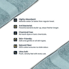 Premium 100% Combed Cotton Hand Towels 800 Gsm | Ultra Soft, Quick Dry & Highly Absorbent, For Home, Gym & Travel Hand Towel (Aqua) - Pack Of 4