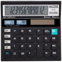 Salezone® 12 Digit Calculator With 120 Steps Check Function And Special Buttons For Grand Total (GT), Mark Up (MU) Check And Correct Function Desktop Calculator (3 Years Warranty)
