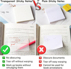 White Transparent Sticky Note Pad – 150 Sheets | Waterproof Memo Pad For Office, Study, Journaling