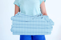Elastic Fitted Bedsheets With 2 Pillow Covers - Size-78 X72+10 Inches, Sky Blue | King Size Bed With All Around Elastic Super Soft Striped Breathable