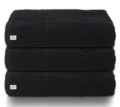 Kuber Industries Premium Bath Towel 1500 Gsm | Super Soft, Fluffy & Absorbent Cotton Bath Towel Perfect For Daily Use (Black) - Pack Of 3
