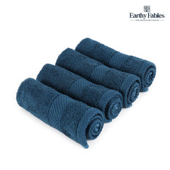 Earthy Fables Premium Face Towels 800 Gsm | Ultra Soft, Quick Dry & Highly Absorbent, For Gym, Travel & Acne-Prone Skin | Set Of 4 (Dark Teal)