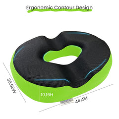 Donut Pillow For Tailbone Pain, Coccyx Seat Cushion, Gel Memory Foam Pillow | For Chair, Hemorrhoid & Piles Pillow, Car Seat, Hemorrhoids Fistula Prostate Post Relief, Black & Green