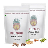 Bluebud Masala Chai Patti Pack Of 2 X 200gm, 7.05 Ounce Each - 200 Cups | Premium Assam CTC Tea Granules With 100% Natural Spices - Strong & Tasty Homemade Recipe | Hand Blended Teas
