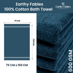 Earthy Fables Premium Bath Towel 600 Gsm | 100% Combed Cotton Ultra Soft, Quick Dry & Highly Absorbent For Home, Travel & Acne-Prone Skin (Dark Teal)