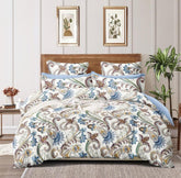 Queen Size Printed Double Bedsheet With 2 Pillow Covers For Home | 90 X 100 Inches, White & Blue - Beautiful Bedsheet Set | Perfect For Gifting Wedding, Anniversary
