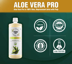 Mangoherbs Aloe Vera Pro: 100% Raw & Cold - Pressed Liquid Digestion, Glowing Skin, And Healthy Blood Glucose Helps In Detoxification, Improve Skin & Hair Health 1000ml 2.2lbs