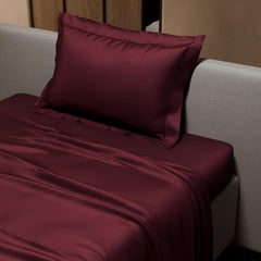 Single Bedsheet With 1 Pillow Cover - 60 X 90 Inches, Velvet Wine | Premium Bedding Set, Home Decor, Wedding Gift For Couples, Housewarming, Anniversary
