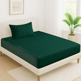 1 Single Bedsheet For King Size With 1 Pillow Covers | 36 X 78 Inches, Deep Green - 130 Thread Count Soft & Comfortable | Ideal For Bedroom, Guest Room, House