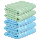 Kuber Industries Face Towel 1000 Gsm | Towels For Daily Use Workout Hand Towel | Lining Design | Pack Of 5 (Green & Blue)