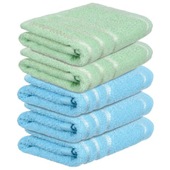 Kuber Industries Face Towel 1000 Gsm | Towels For Daily Use Workout Hand Towel | Lining Design | Pack Of 5 (Green & Blue)