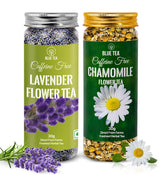 Blue Tea Combo Pack Of 2 X 30gm, 1.05 Ounce Each - Lavender Flower Tea + Chamomile Flower Tea | Antioxidant Rich - Caffeine Free, Gluten Free, Non GMO | Pet Jar Packaging