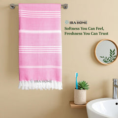 Ira Home 100% Organic Bamboo Bath Towel 350 Gsm | Ultra Soft, Quick Dry, Super Absorbent, Lightweight Bath Towel (Pink)