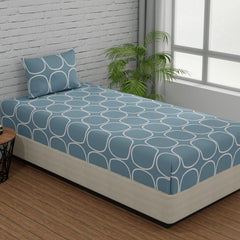 Single Bed Sheet Size - 55 X 88 Inches With 1 Pillow Covers, Blue | Wash Dark Colors Separately | Lightweight, Soft, & Comfortable Bedsheet