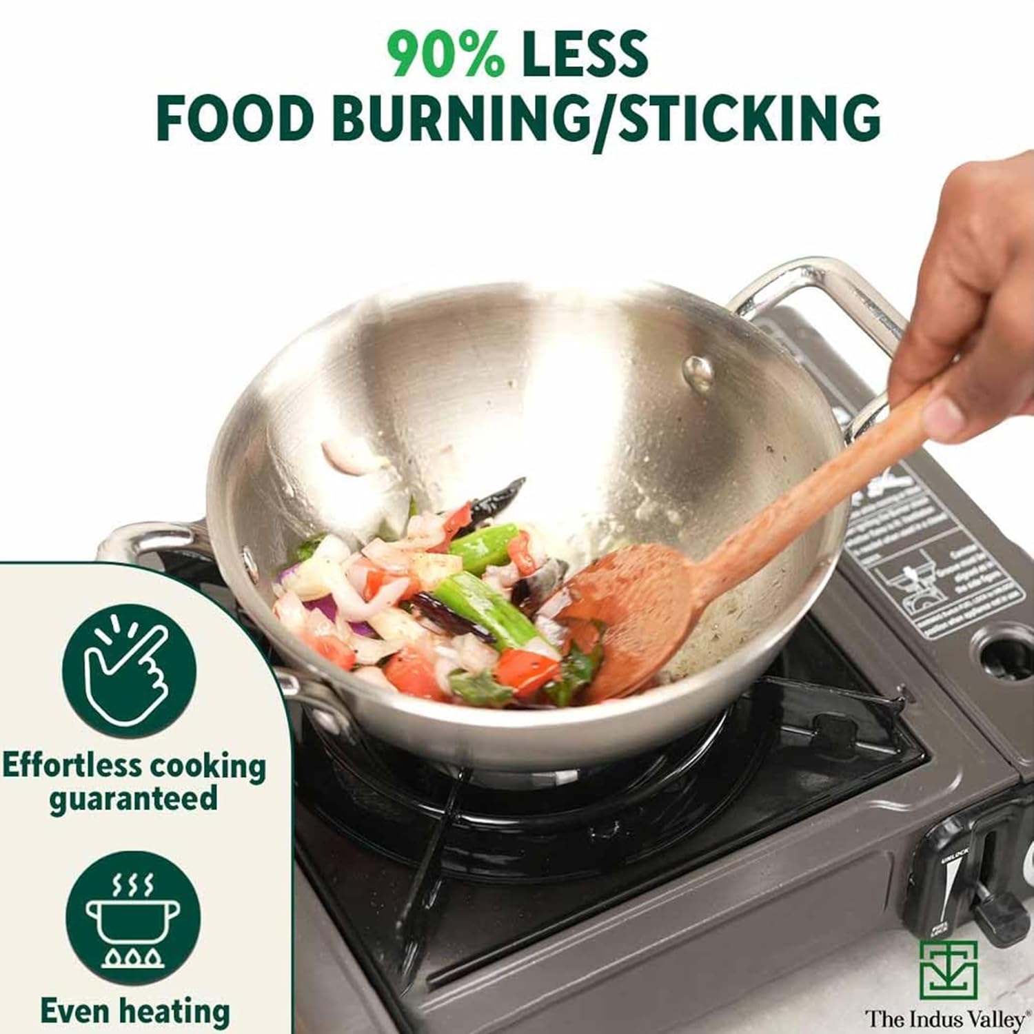 Triply Stainless Steel Kadai Or Kadhai With Free Wooden Spatula For 5-6 People - Large, 26cm, 10.2 Inch, 4 Liters, 1.3 Kg | Induction Friendly, Nonstick 3-Layer Body, No Chemical Coating Triply Stainless Steel Kadai Or Kadhai With Free Wooden Spatula For 5-6 People - Large, 26cm, 10.2 Inch, 4 Liters, 1.3 Kg | Induction Friendly, Nonstick 3-Layer Body, No Chemical Coating