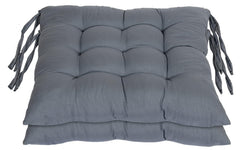 Chair Cushion Pad, Soft & Comfortable Sitting, Chair Pad - Grey Color | Microfiber Square Chair Pad With Ties | Chair Seat Cushion For Office & Home | Furniture Cushion - Pack Of 2