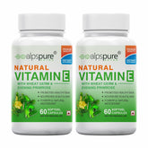 Alpspure Nutra Natural Vitamin E Softgel Capsules Natural Source For Skin, Hairs & Body Care, Immunity Booster, Controls Wrinkling & Skin Roughness | 60 Softgels , 100gm 0.2lbs , Each Pack Of 2