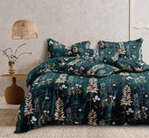 Printed Double Bedsheet For Super King Size With 2 Matching Pillow Covers - 108 X 108 Inches, Dark Green | 300 Thread Count Skin Friendly & Luxuriously Smooth To Touch Bedsheet