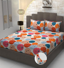 Premium Heavy Cotton Elastic Fitted King Size Bedsheet With 2 Pillow Covers - 72 X 78 X 10 Inches, Multicolor | All Weather Comfort & Bedroom - Softness & Natural Breathability
