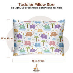 Premium Baby Pillow For Kids, Super Soft Cotton Kids Cushion - 12 X 18 Inches | For 5 Years Old Kids, Adorable Animal & Cartoon Prints | Bed Pillow, Washable, Easy To Care - Pillow 07