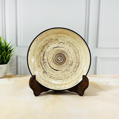 Iris Beige Hand Painted Ceramic Quarter Plates Set Of 2 | Small Side Plates For Dinner & Snacks - 7 Inch, 2 Pieces, Microwave Safe