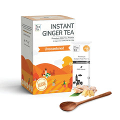 Teafit Unsweetened Instant Ginger Tea Premix - Pack Of 30 Sachets, 420gm, 14.8 Ounce | Premium Milk Tea Premix, Just Add Water - Strong Home Like Adrak Kadak Chai | Medium Caffeine