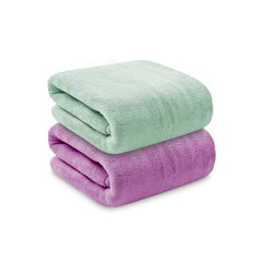 Maxoshine Microfiber Bath Towels Large Size-Super Soft Coral Fleece Bathing Towel Hook Quick Dry Super Absorbent-Bath Towel For Men & Women (Purple/Pista Green, Pack Of 2)