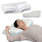 Orthopedic Contour Memory Foam Pillow For Neck & Shoulder Pain Relief, White, Size - 20 X 12 X 2.5 Inch | Butterfly Design With Jacquard Cover | Better Sleep & Comfortable & Soft Pillow