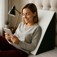 Wedge Memory Foam Pillow, Back Support Pillow For Bed, White & Black Pillow | Acid Reflux, Snoring, Gerd, Leg Elevation, Pregnancy Support For Sitting & Sleeping | Wedge Cushion Pillow