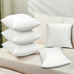 Soft Microfiber Sofa Cushions, Decorative Sofa Pillows For Car & Couch, Plain White - 16 X 16 Inch | Perfectly Plush & Cozy Cushion For Relaxation & Back Support, Soft Pillow - Pack Of 5