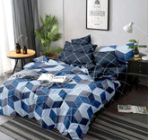 1 Single Glace Cotton Flat Bedsheet With 1 Pillow Cover & Single Comforter - 60 X 90 Inches, Blue | Soft & Durable For Everyday Use - All Season Comfort