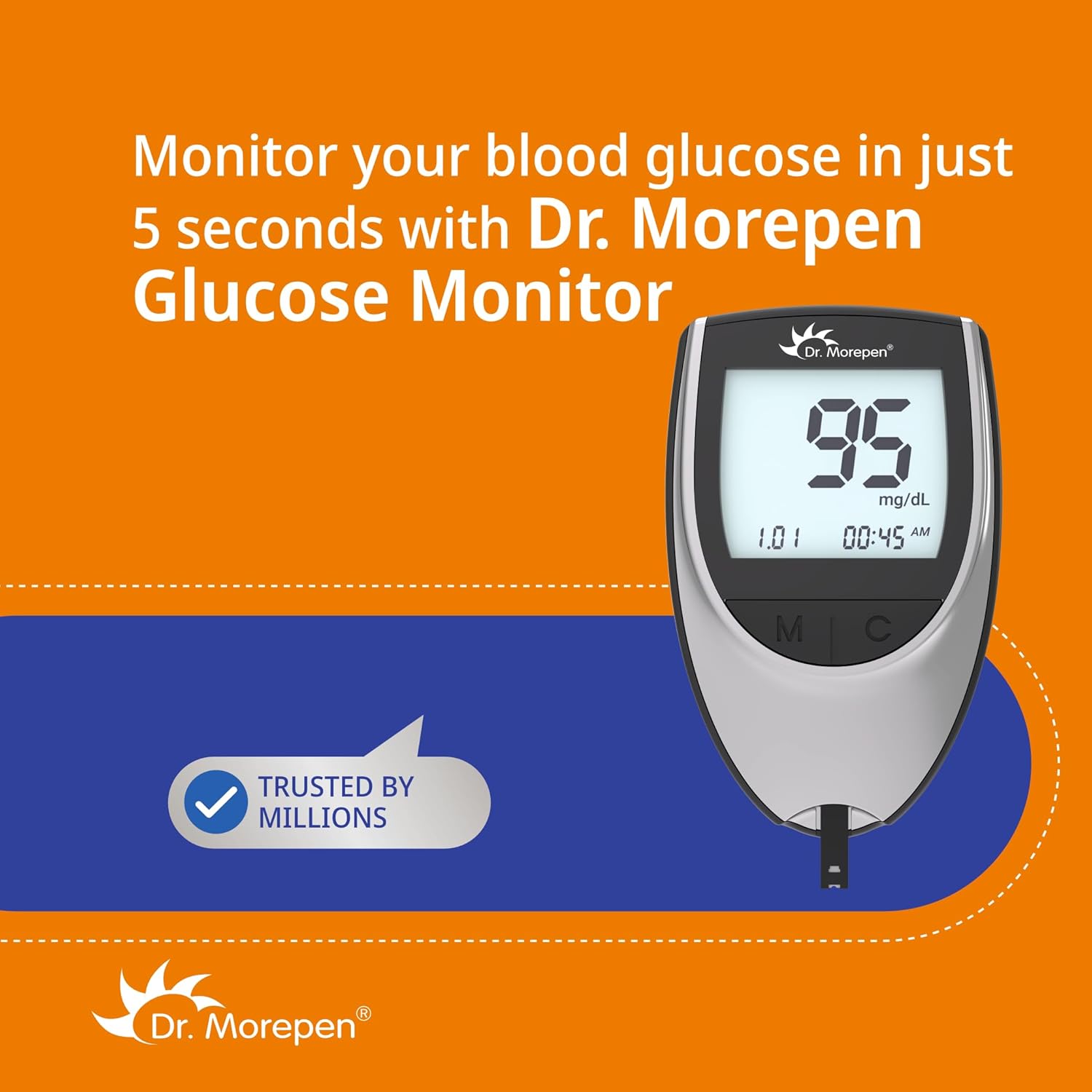 Dr. Morepen GlucoOne Blood Glucose Monitor Model BG 03 with 25 Strips Dr. Morepen GlucoOne Blood Glucose Monitor Model BG 03 with 25 Strips