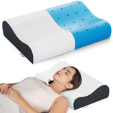 Cervical Pillow For Neck Pain, Cool Gel Memory Foam Pillow - 18 X 11 X 3.5 Inch | Orthopedic Neck Support Pillow For Sleeping, Neck & Shoulder Pain, Standard Size, Dual Color - Pack Of 1