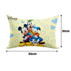 Kid's Disney Mickey Team Soft Pillow For Sleeping, Cream - 12 X 18 Inch | Cozy & Fluffy Pillow, Back & Front Printed Pillow | Suitable For All Sleepers, Multipurpose & Comfortable - 1 Pcs