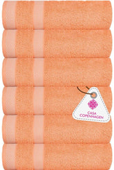 Casa Copenhagen Egyptian Cotton Solitaire Hand Towel 740 Gsm (Malibu Peach)- Pack Of 6