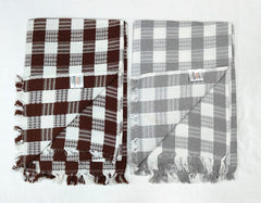 Bombay Dyeing Rimzim 100% Cotton Printed Soft & Slick Quick Drying Bath Towels 500 Gsm (Dark Brown & Grey) - 2 Pcs
