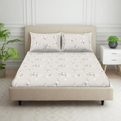 King Size Double Bedsheet 2 Matching Pillow Cover - 108 X 108 Inches, Grey | Durable & Long Lasting Wrinkle Resistant Fabric - All Season Comfort