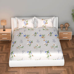 Printed Double Bedsheet With 2 Pillow Covers - 96 X 89 Inches, Cream | Ideal For Daily Use, Bedroom Decor & Gifting | Resistant All-Season Bedsheet