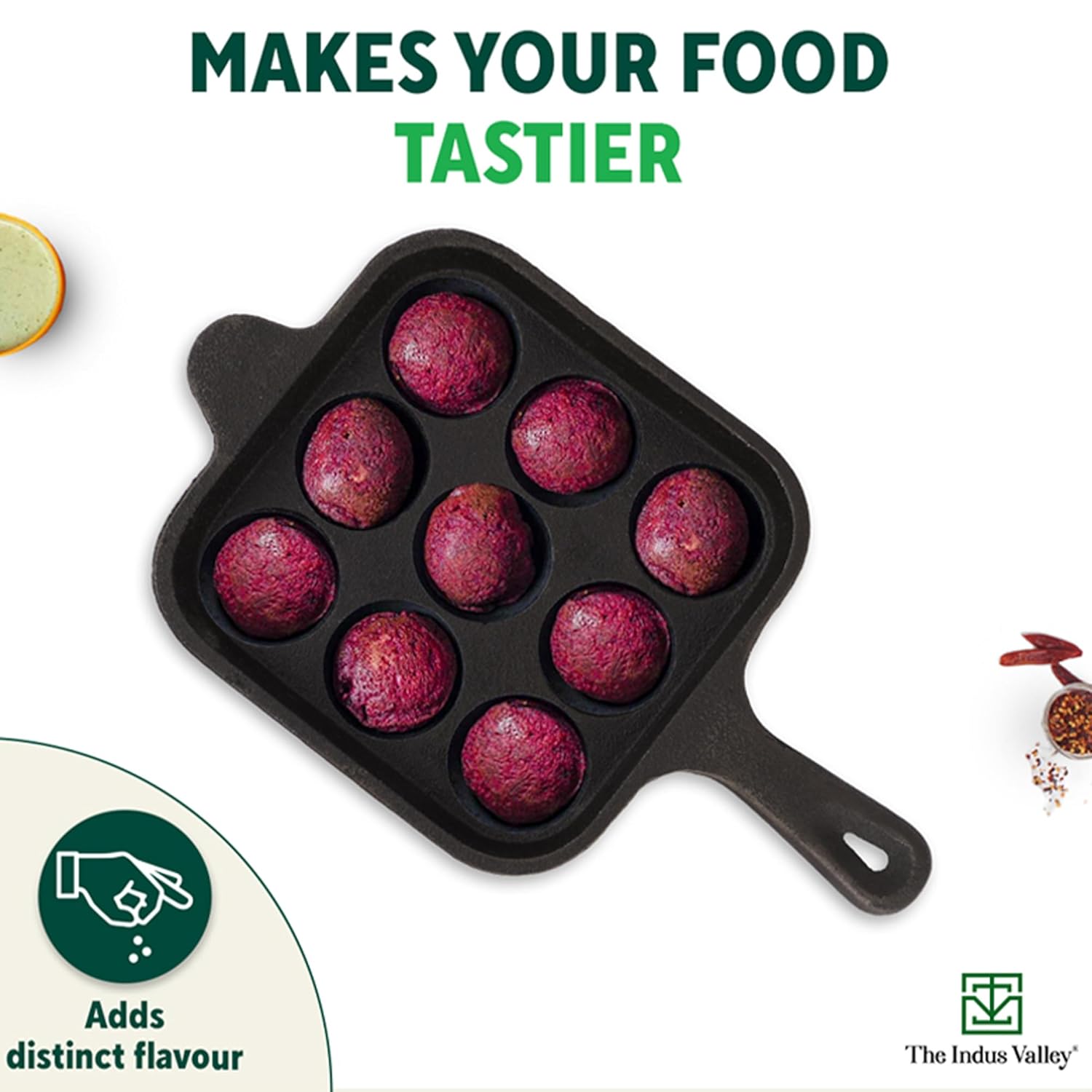 Pre-Seasoned Black Square Cast Iron Paniyaram Pan With Long Handle - 9 Pits, 18cm, 7 Inch, 2.4 Kg | Induction Friendly, Pre-Seasoned Paddu Pan, 100% Pure & Toxin-Free, No Chemical Coating Pre-Seasoned Black Square Cast Iron Paniyaram Pan With Long Handle - 9 Pits, 18cm, 7 Inch, 2.4 Kg | Induction Friendly, Pre-Seasoned Paddu Pan, 100% Pure & Toxin-Free, No Chemical Coating