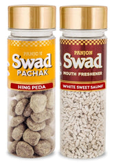 Panjon Swad Hing Peda & White Sweet Saunf Pachak Mouth Fresheners 240gm, (120gm *2 Bottles)