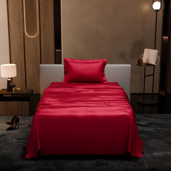 Single Bedsheet With 1 Pillow Cover - 60 X 90 Inches, Flirty Red | Premium Bedding Set, Home Decor, Wedding Gift For Couples, Housewarming, Anniversary