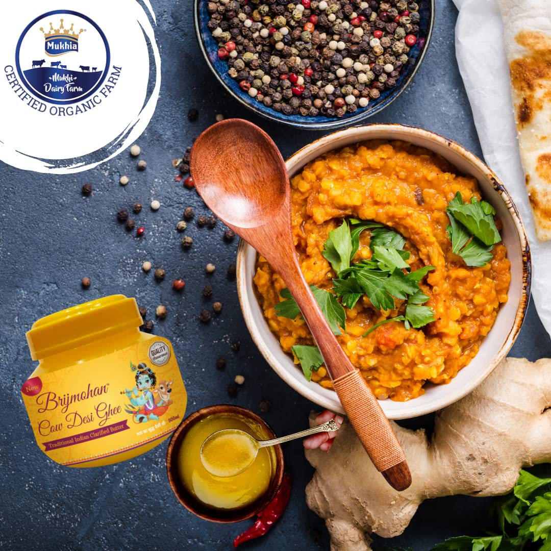 100% Natural Cow Desi Ghee By Brijmohan | Naturally & Healthy Pure Desi Ghee For Improves Digestion | 1 Litre (500ml * 2) 33.8 Ounce | Jar Pack 100% Natural Cow Desi Ghee By Brijmohan | Naturally & Healthy Pure Desi Ghee For Improves Digestion | 1 Litre (500ml * 2) 33.8 Ounce | Jar Pack