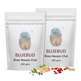 Bluebud Rose Masala Chai Pack Of 2 X 200gm, 7.05 Ounce Each - 200 Cups | A Unique Blend Of Pure Rose Petals With Assam CTC Tea & Spices - Signature Blend, Hand Blended Teas