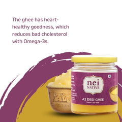 Pure Premium A2 Desi Ghee By Nei Native | Pure Bilona Method Homemade Cow Desi Ghee Good For Glowing Skin | (150ml) 5.0 Ounce | Jar Pack