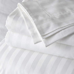 Premium 100% Cotton Stripes Single Fitted Bedsheet With 1 Pillow Covers - 36 X 78 Inches, White | Comfort & Luxury With Bedsheet
