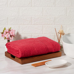 Kopa Quick Dry 100% Cotton Soft Terry Bath Towel 380 Gsm | Quick Dry 100% Cotton Super Absorbent, Lightweight (D'Ross) Bath Towel (Red)