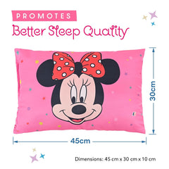 Soft & Cozy Pillow For Kid's, Comfortable Pillow For 2 Year Old's Disney Minnie, Pink - 12x18 Inches | Suitable For All Sleepers, Multipurpose & Comfortable, Breathable - Pack Of 1