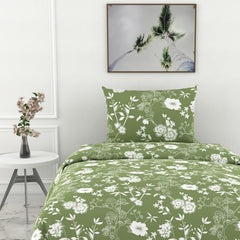 1 Single Bedsheet & 1 Pillow Cover - 54 X 84 Inches, Olive Green | Coordinated Look For Your Bedding | Durable & Easy To Maintain