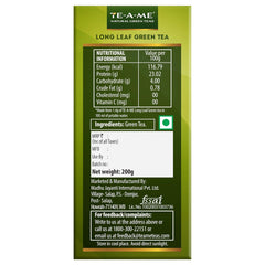 TE-A-ME Purity Long Leaf Green Tea - Pack Of 3 X 200gm, 7.05 Ounce Each, 420 Cups | Increase Metabolic Rate, 100% Natural Ingredients - No Artificial Oils, Aroma Or Flavor